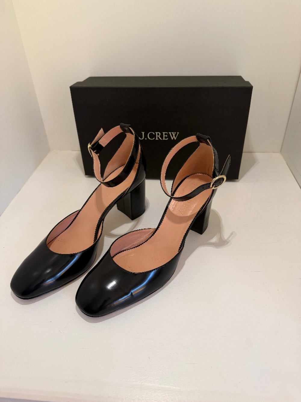 J. Crew Strappy Heels, Black Patent Leather 10.5